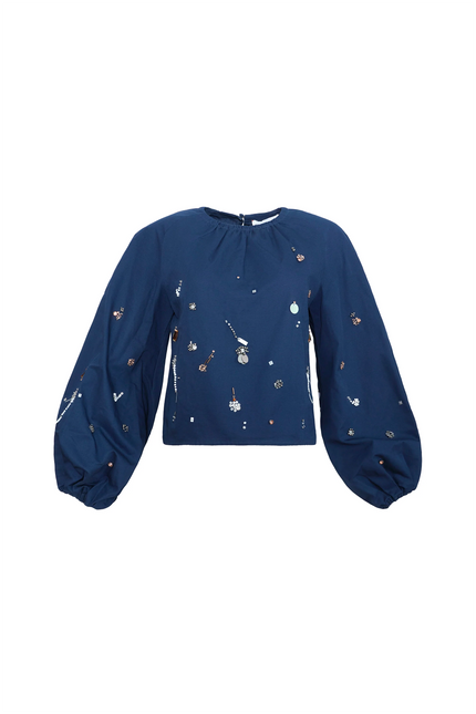 RUE BLOUSE IN ATELIER SPLATTER NAVY