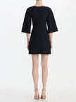SELF KNIT MINI FLOWER EMBROIDERED DRESS