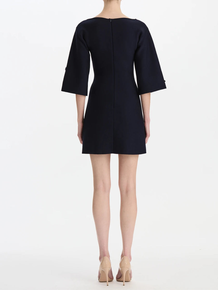 SELF KNIT MINI FLOWER EMBROIDERED DRESS