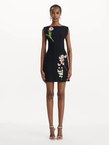 MIXED BOTANICAL EMBROIDERED DRESS