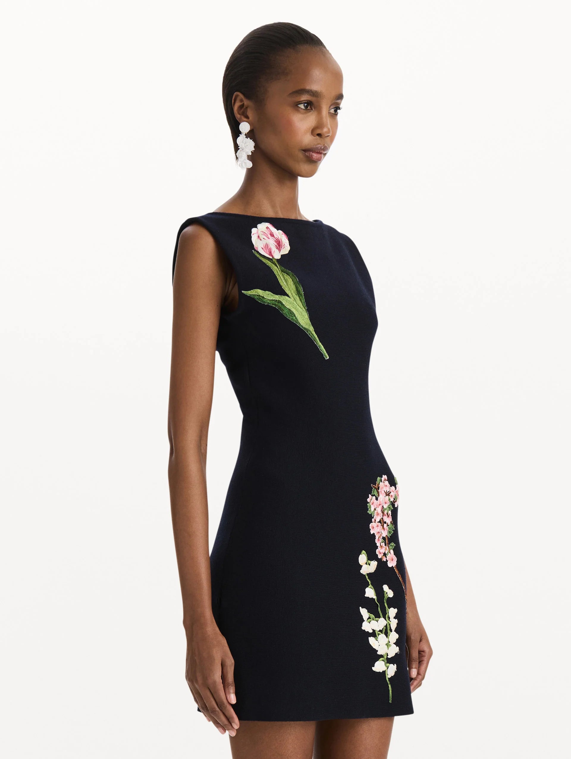 MIXED BOTANICAL EMBROIDERED DRESS
