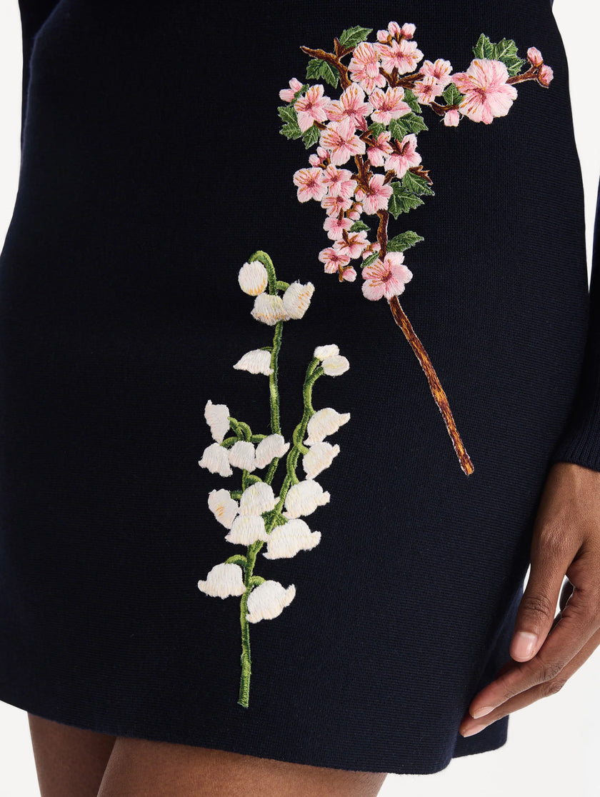 MIXED BOTANICAL EMBROIDERED DRESS