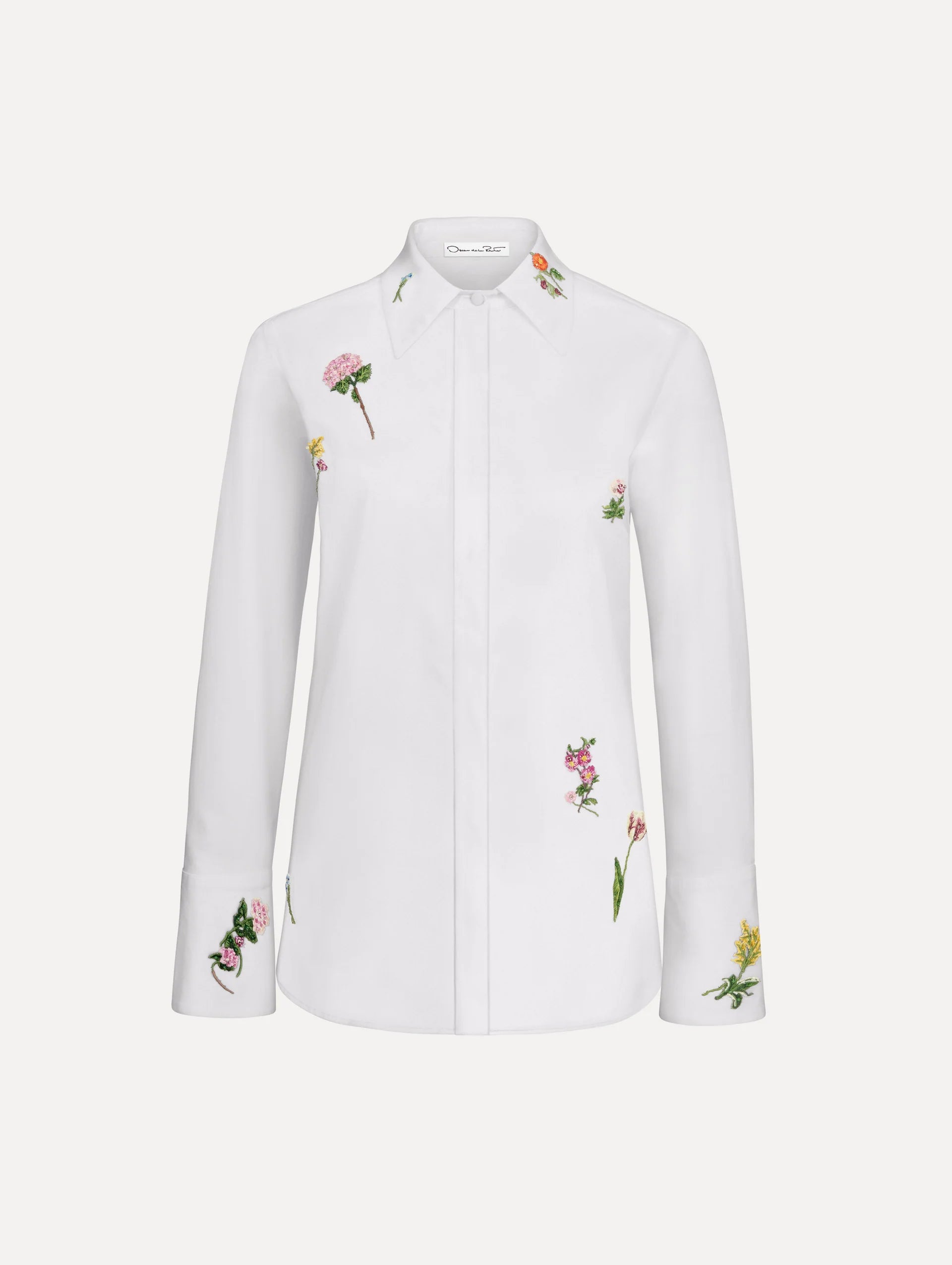 BEADED MIXED BOTANICAL STRETCH TWILL BLOUSE