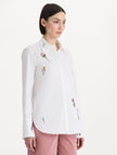 BEADED MIXED BOTANICAL STRETCH TWILL BLOUSE