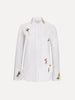 BEADED MIXED BOTANICAL STRETCH TWILL BLOUSE