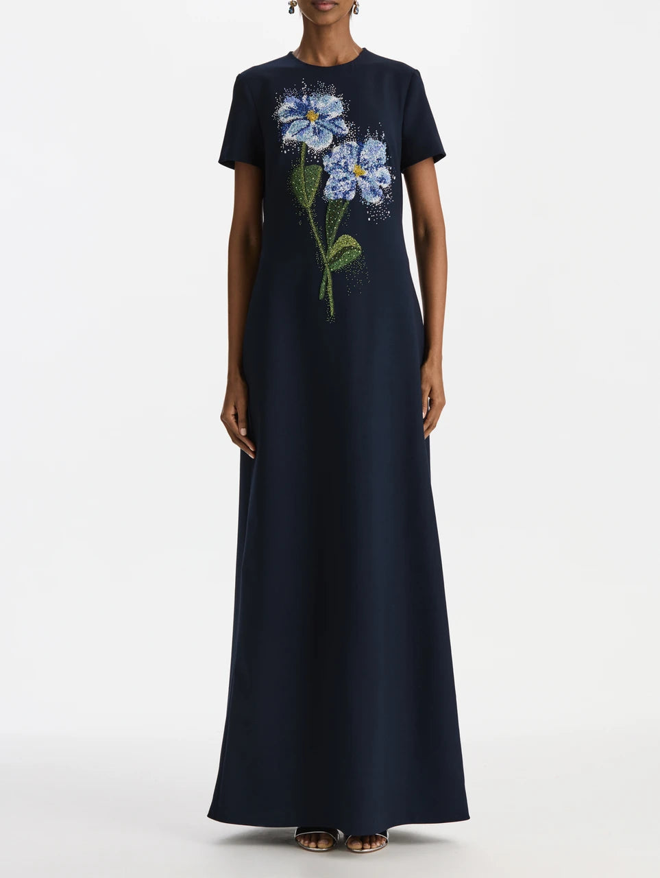 BEADED CHINE COSMOS EMBROIDERED CAFTAN