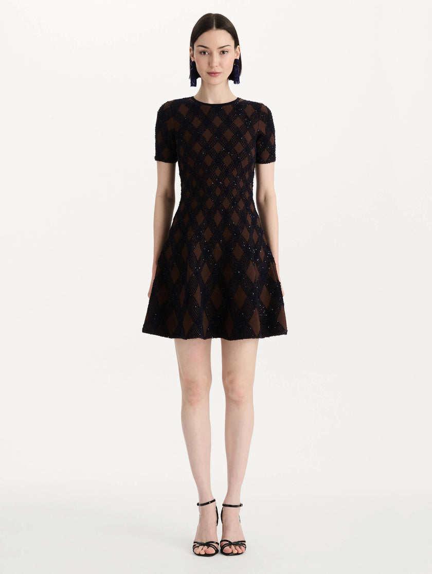 ARGYLE KNIT DRESS