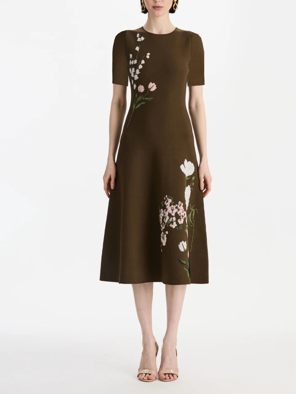 MIXED BOTANICAL JACQUARD DRESS