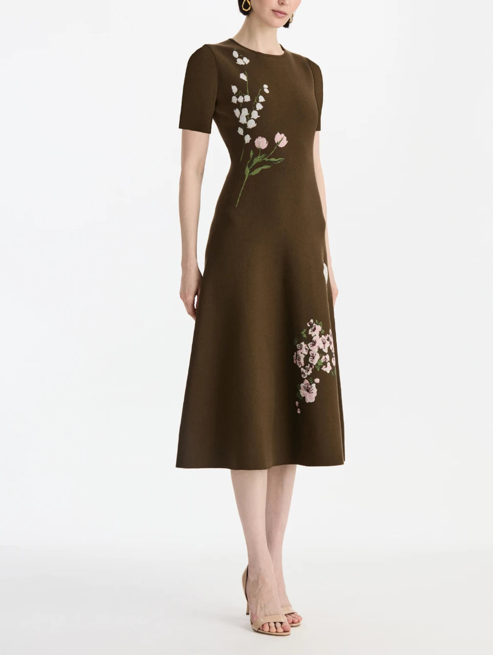 MIXED BOTANICAL JACQUARD DRESS