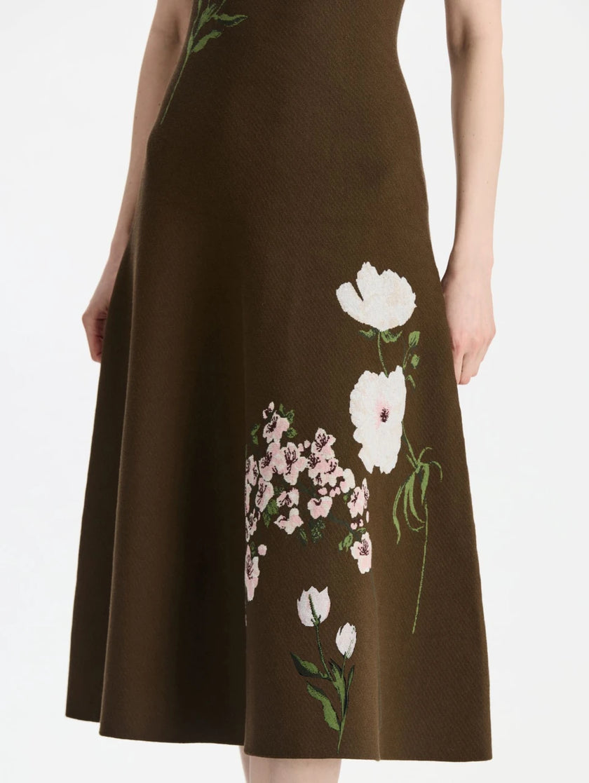 MIXED BOTANICAL JACQUARD DRESS