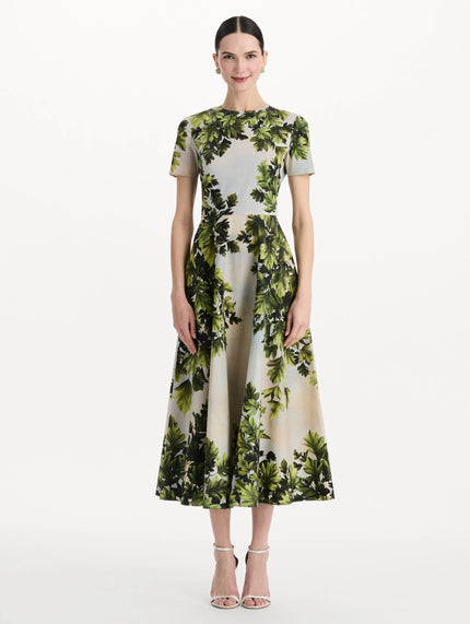 MAPLE LEAVES COTTON POPLIN DRESS