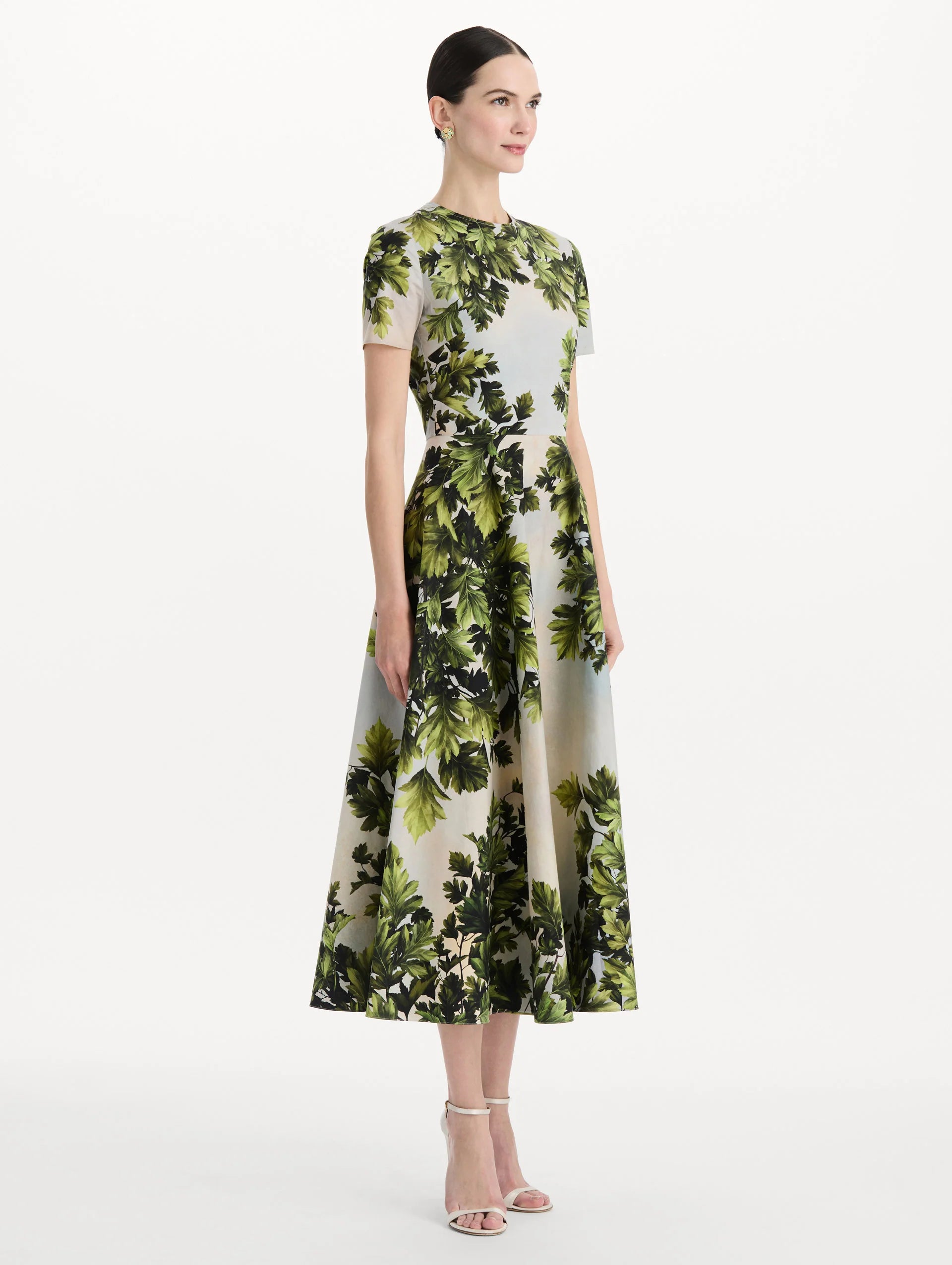 MAPLE LEAVES COTTON POPLIN DRESS