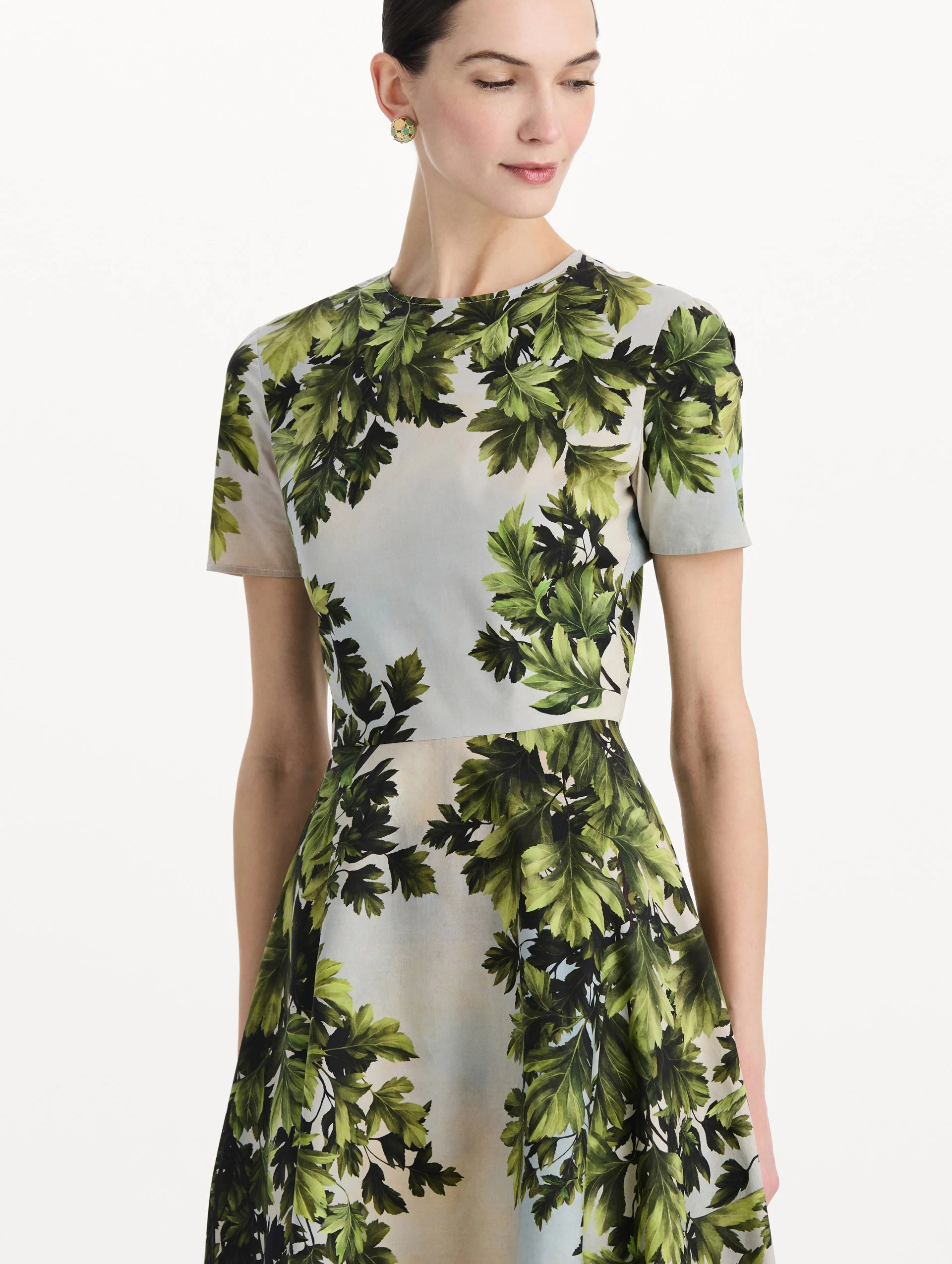 MAPLE LEAVES COTTON POPLIN DRESS