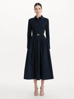 BOW BELT COTTON STRETCH TWILL DRESS