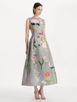 MIXED BOTANICAL FAILLE COCKTAIL DRESS
