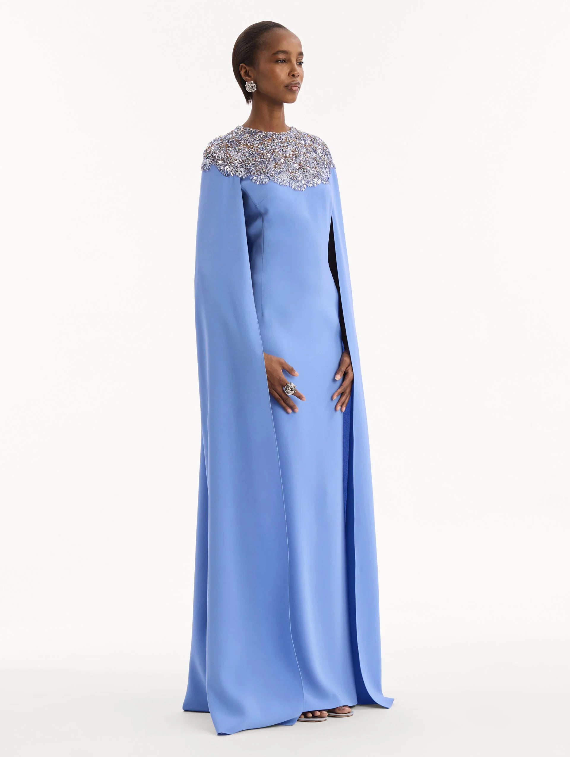 CRYSTAL AND GLASS EMBROIDERED CAFTAN