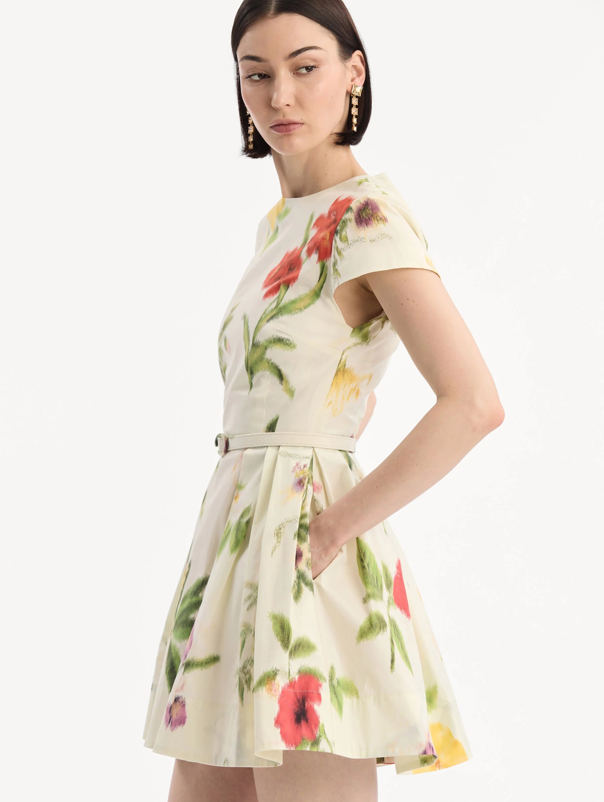 CHINE DOMINICAN MIXED FLORAL COTTON POPLIN DRESS