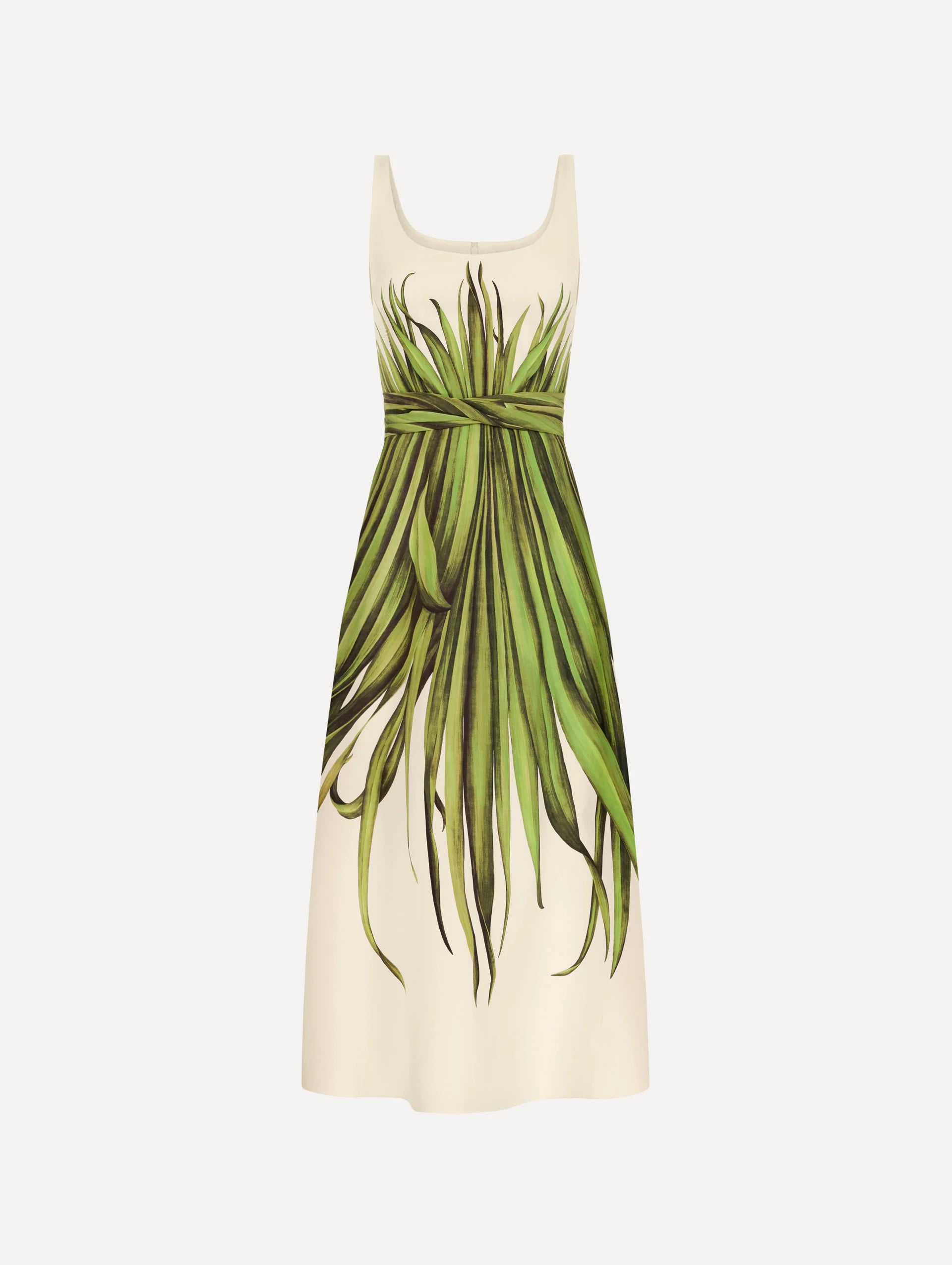 PALM LEAVES COTTON POPLIN DRESS