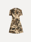 CHINE PALM LEAVES TWEED DRESS
