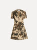 CHINE PALM LEAVES TWEED DRESS