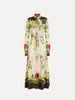 CHINE DOMINICAN MIXED FLORAL SILK TWILL DRESS