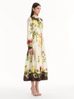 CHINE DOMINICAN MIXED FLORAL SILK TWILL DRESS