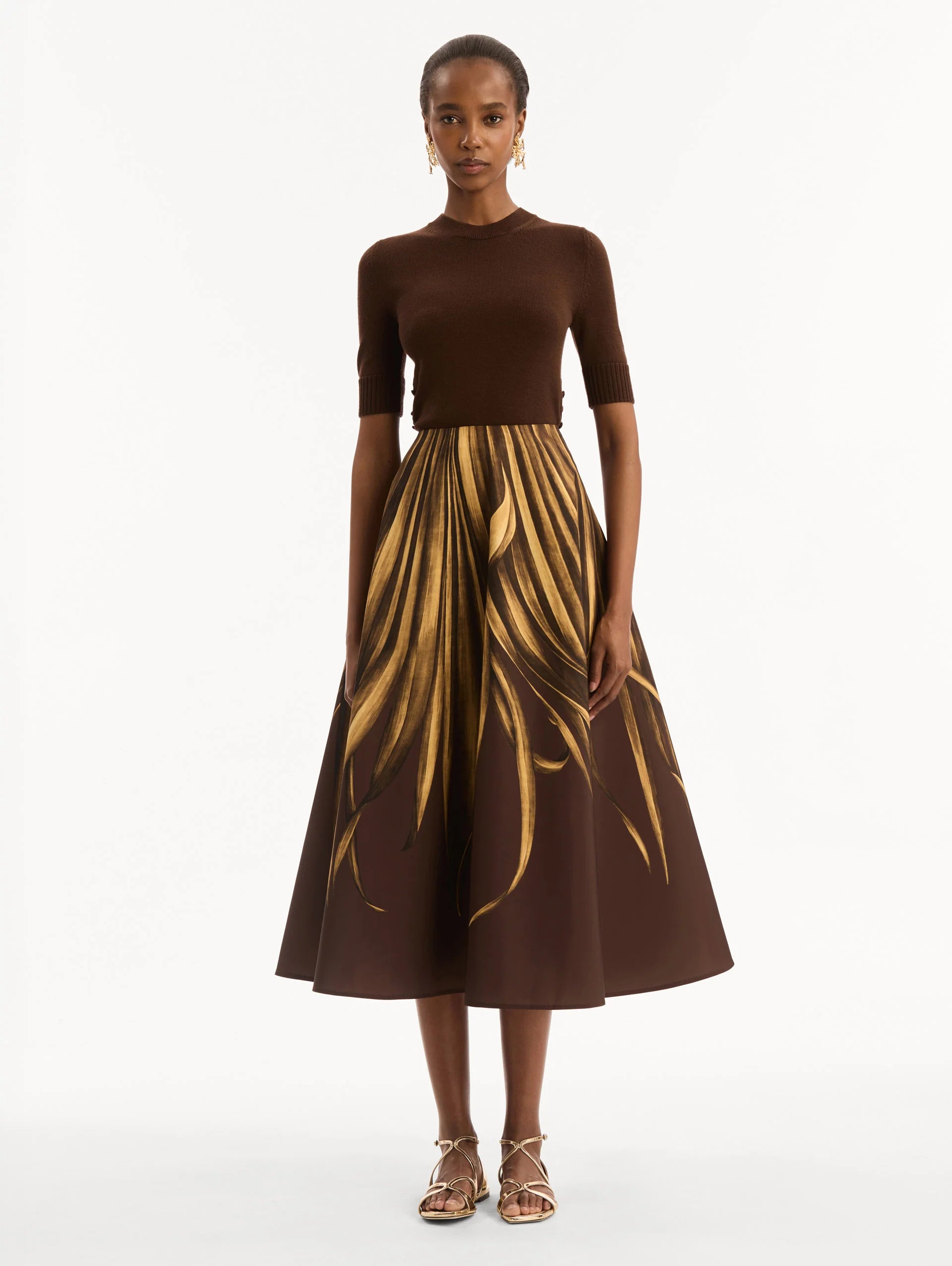 PALM LEAVES FAILLE SKIRT