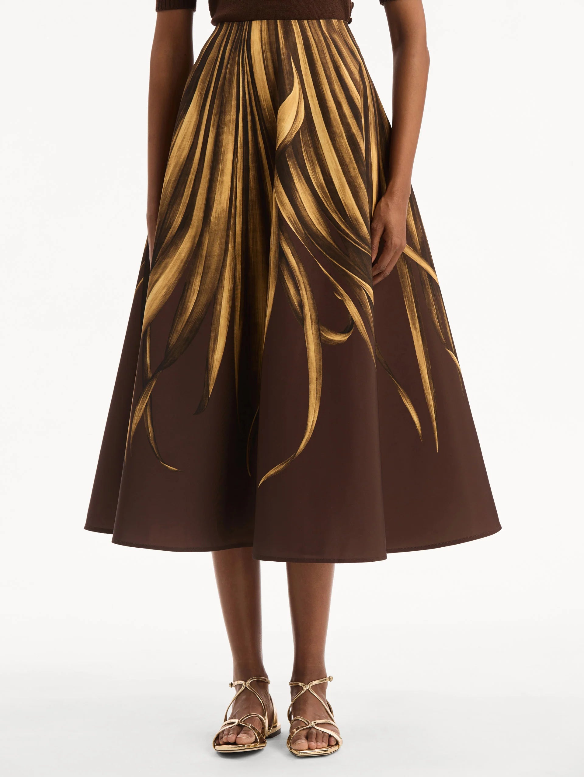 PALM LEAVES FAILLE SKIRT