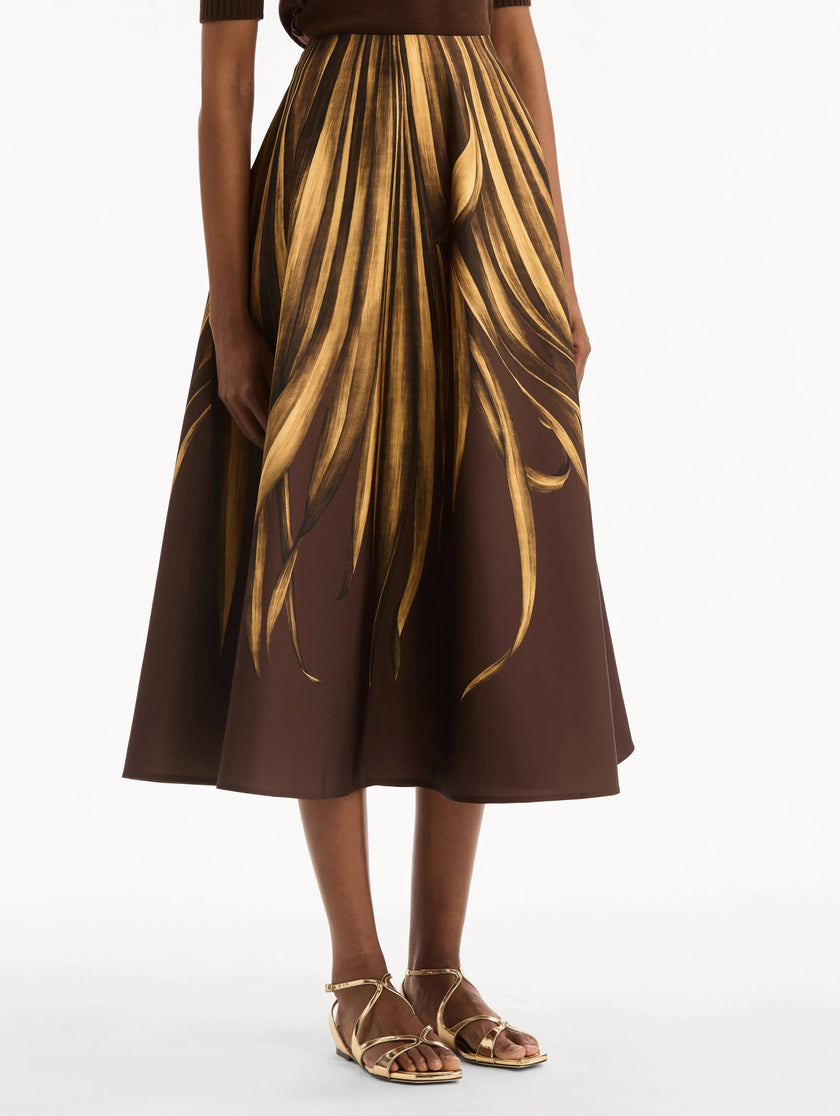 PALM LEAVES FAILLE SKIRT