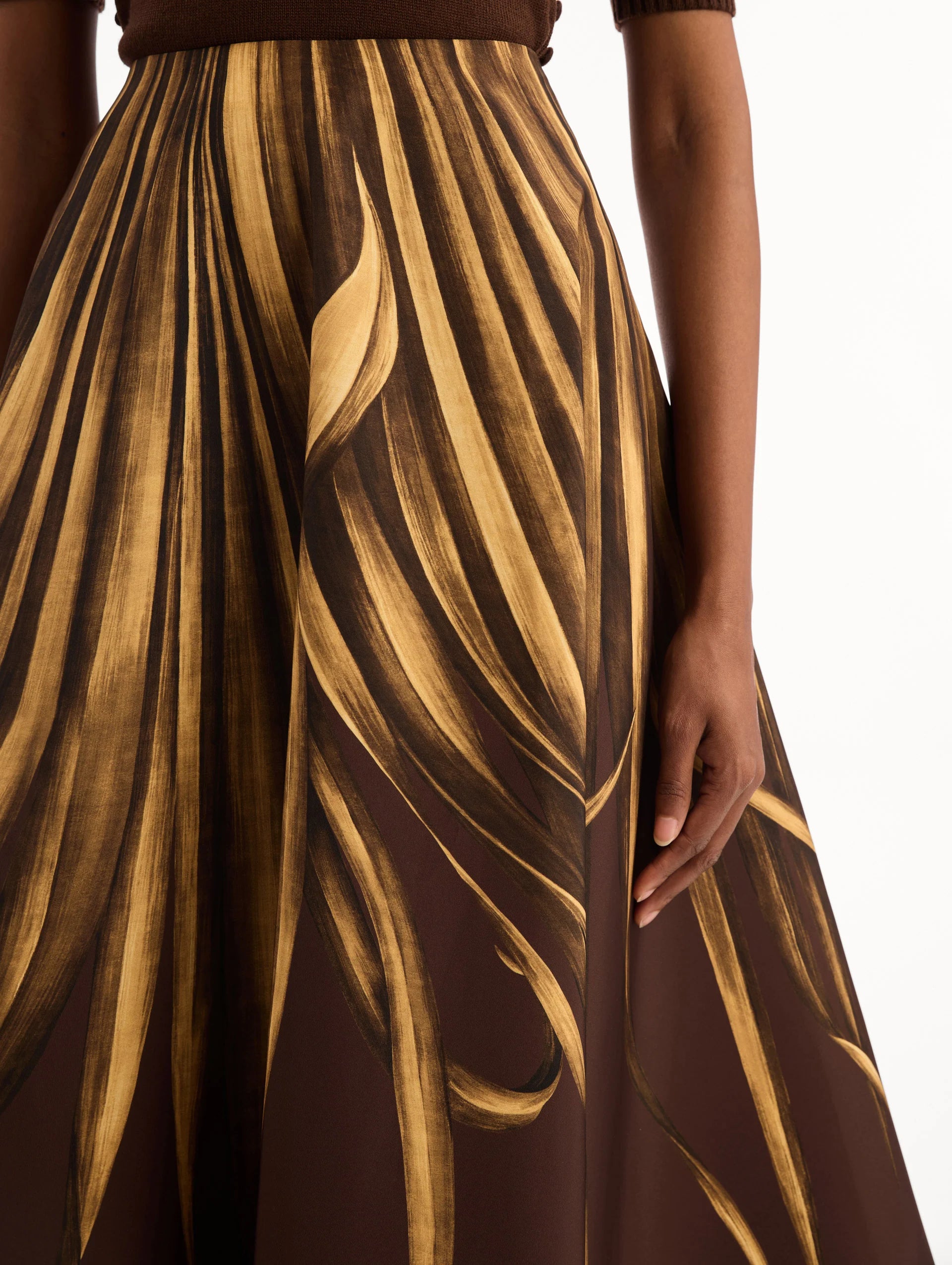 PALM LEAVES FAILLE SKIRT