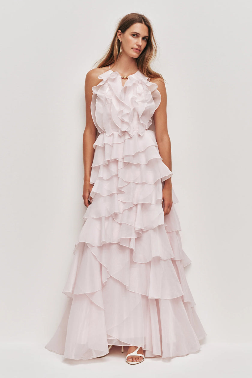 CLE GOWN HALTER NECK TIERED GOWN