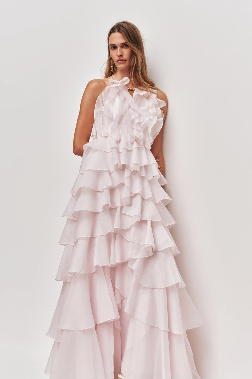 CLE GOWN HALTER NECK TIERED GOWN