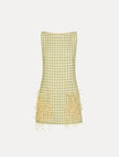 POINT DESPRIT FEATHER EMBROIDERES CHECKED TWEED DRESS