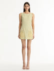POINT DESPRIT FEATHER EMBROIDERES CHECKED TWEED DRESS