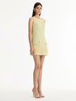 POINT DESPRIT FEATHER EMBROIDERES CHECKED TWEED DRESS