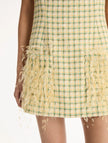 POINT DESPRIT FEATHER EMBROIDERES CHECKED TWEED DRESS