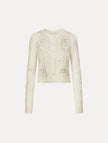 PORCELAIN FLOWER GUIPURE INSERT CARDIGAN