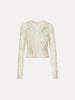 PORCELAIN FLOWER GUIPURE INSERT CARDIGAN