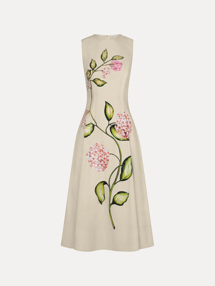 PORCELAIN FLOWER COTTON POPLIN SLEEVLESS DRESS