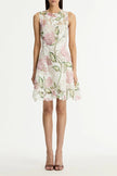 SLEEVELESS PORCELAIN FLOWER GUIPURE LACE MINI DRESS
