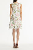 SLEEVELESS PORCELAIN FLOWER GUIPURE LACE MINI DRESS