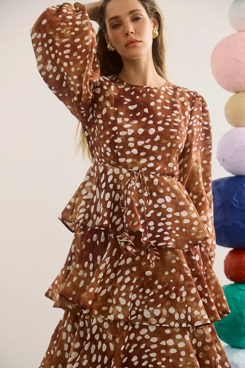 CHELSEA DRESS IN DAPPLED DOE