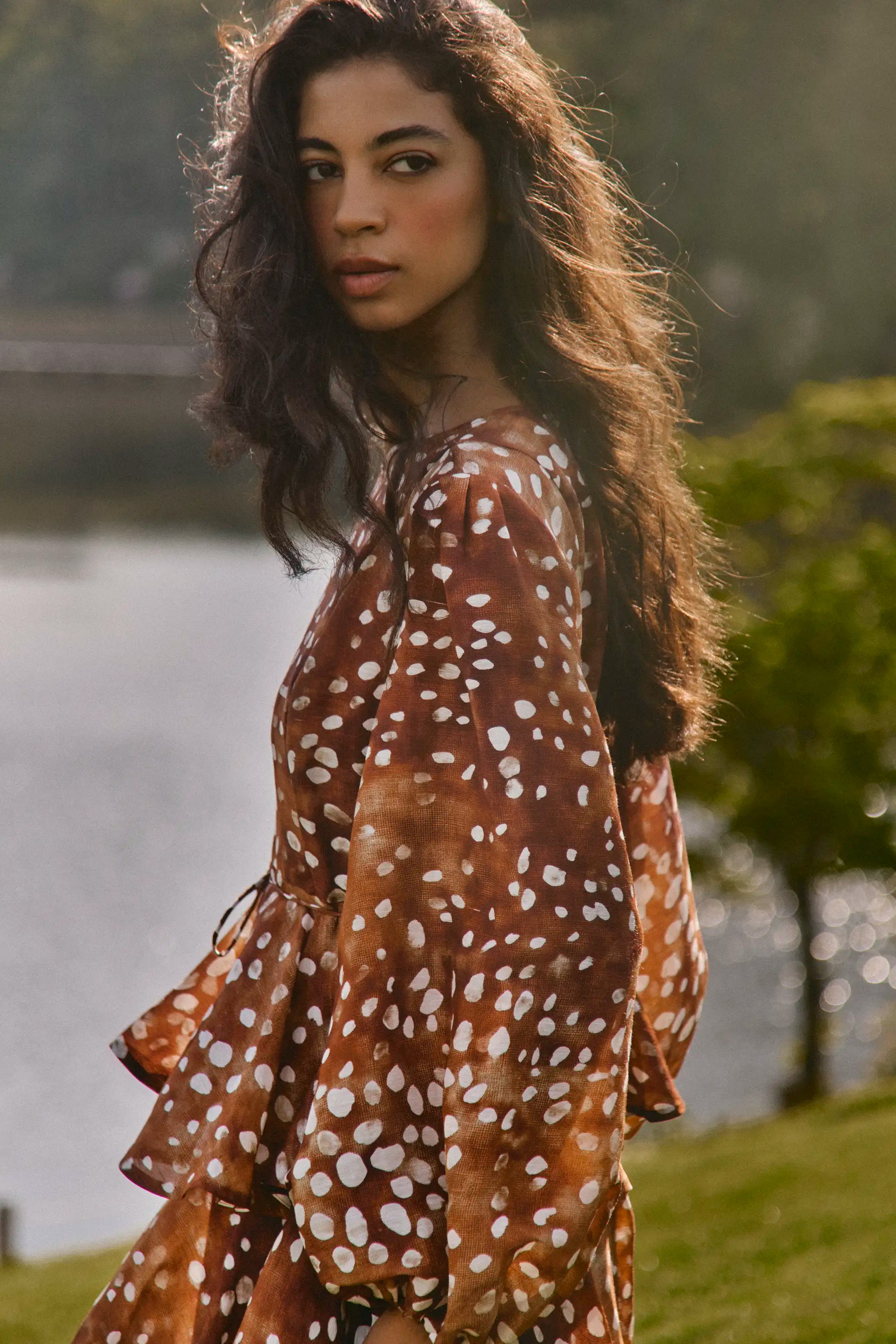 CHELSEA DRESS IN DAPPLED DOE