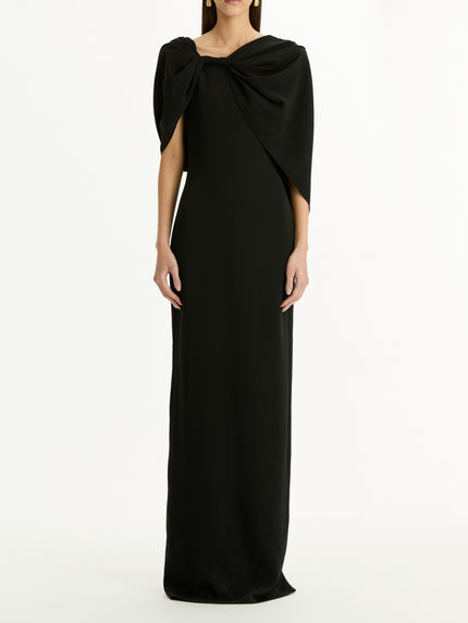 DRAPED SLEEVE CADY COLUMN GOWN