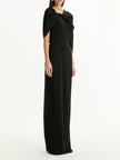 DRAPED SLEEVE CADY COLUMN GOWN