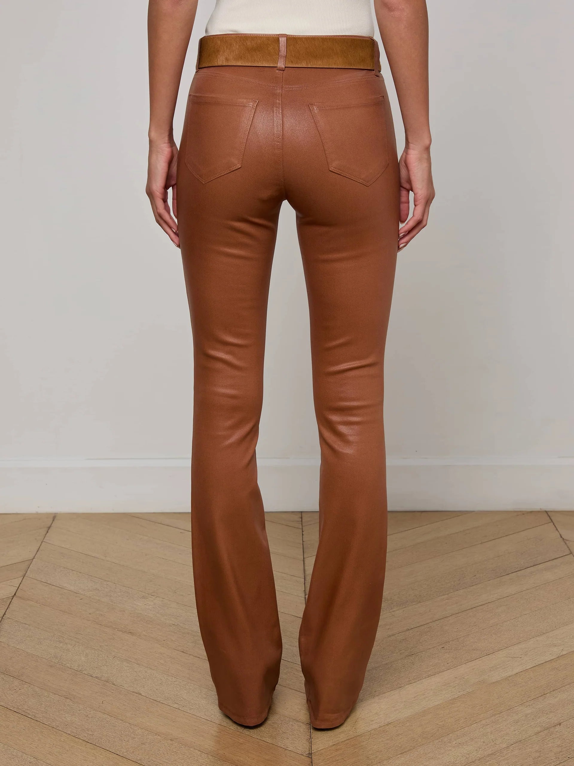 SELMA COATED BOOTCUT JEAN IN COGNAC COATED