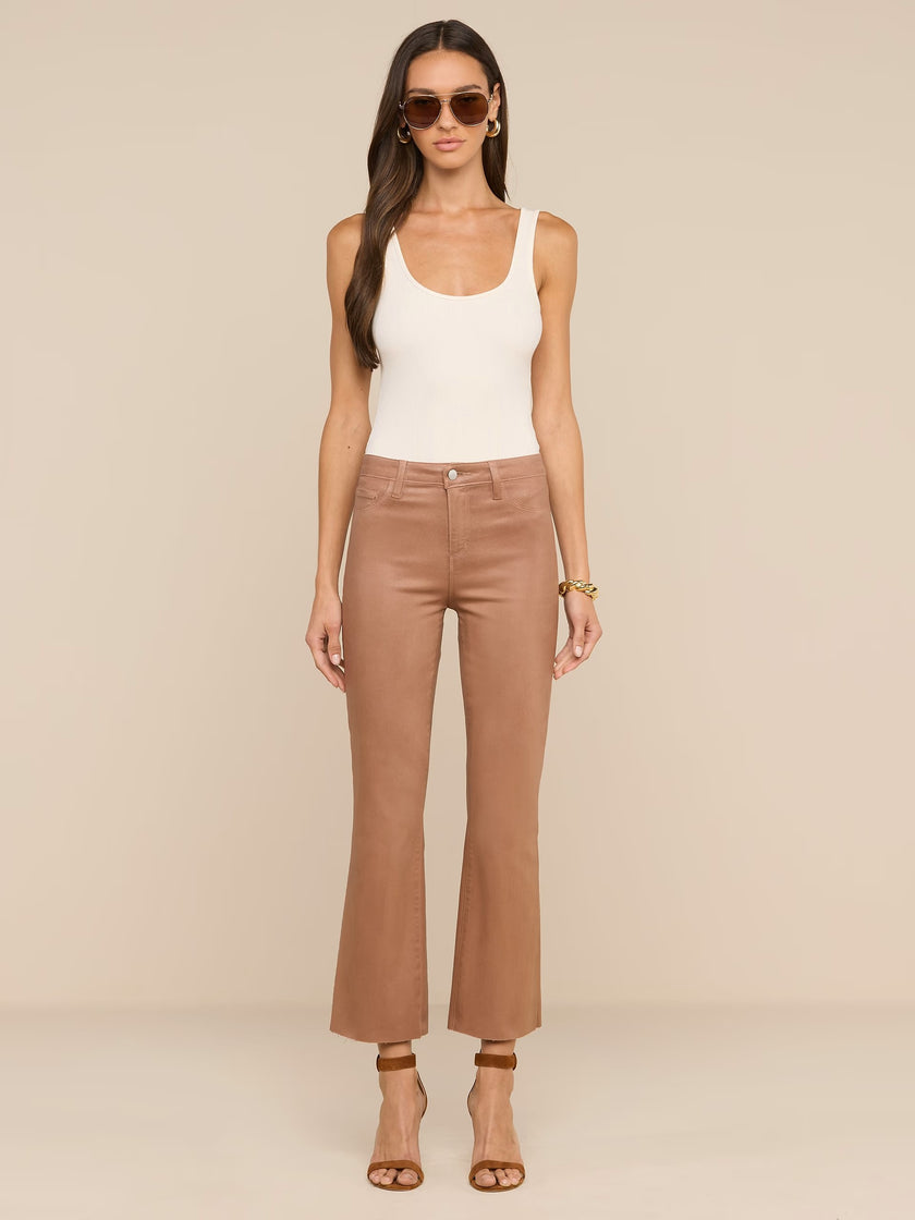 KENDRA COATED CROPPED FLARE JEAN IN HAZELNUT COATED
