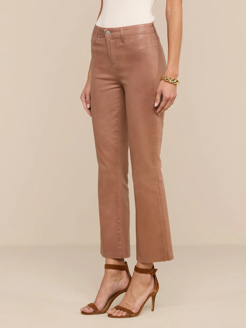 KENDRA COATED CROPPED FLARE JEAN IN HAZELNUT COATED