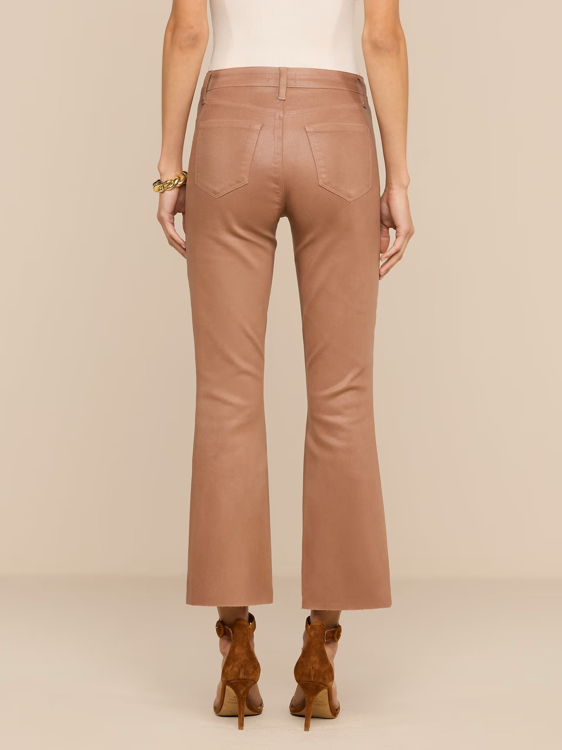 KENDRA COATED CROPPED FLARE JEAN IN HAZELNUT COATED