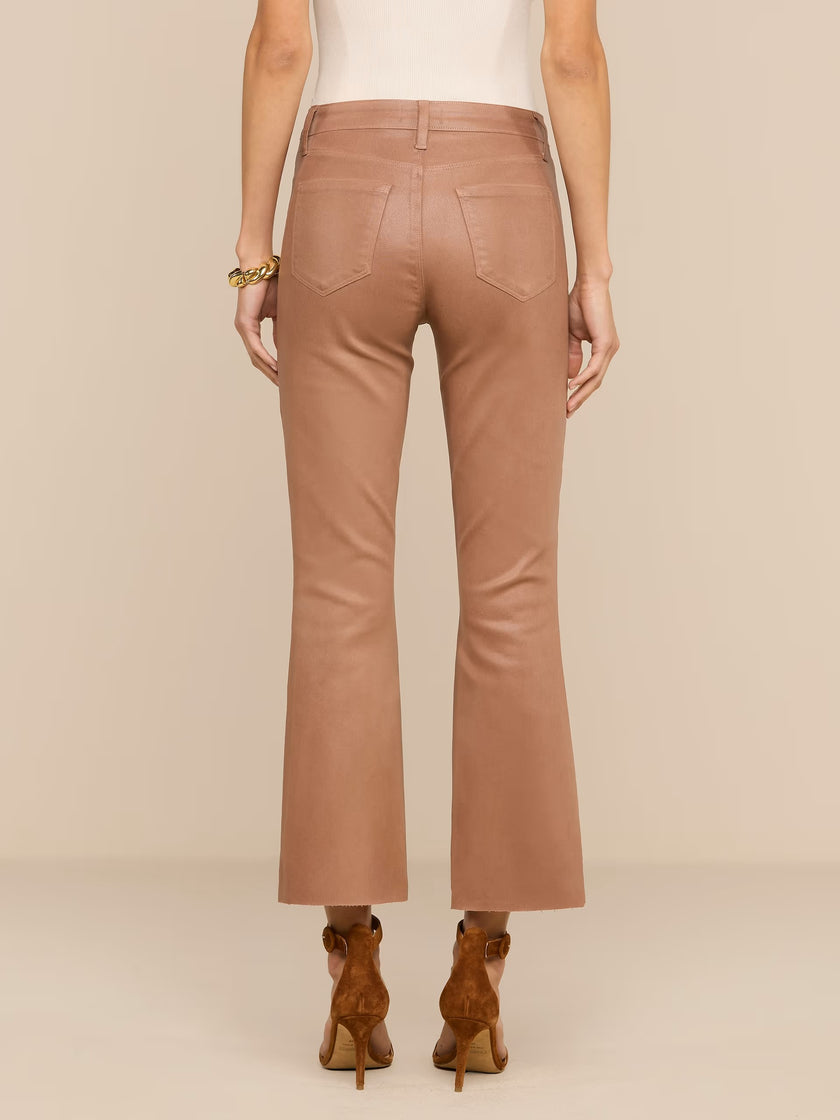 KENDRA COATED CROPPED FLARE JEAN IN HAZELNUT COATED